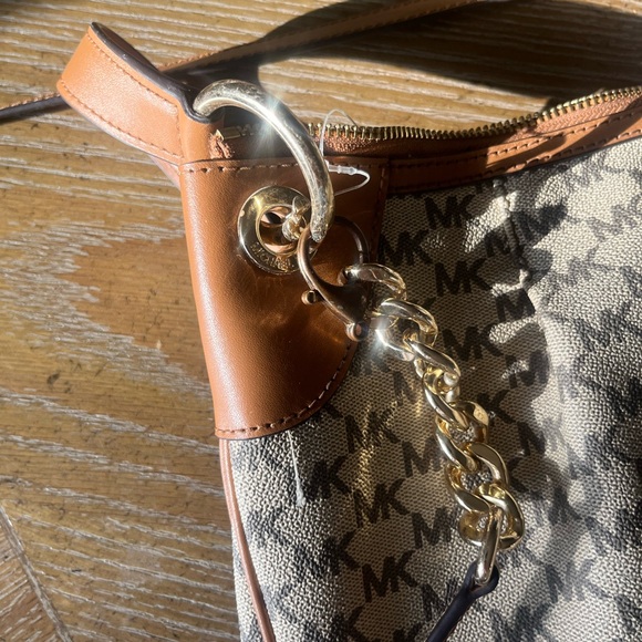 MICHEAL KORS WOMENS JET SET NATRUAL JACQUARD LARGE CONVERTIBLE SHOULDER BAG NEW - Picture 4 of 6